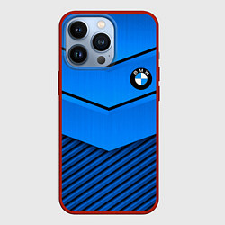 Чехол для iPhone 13 Pro BMW geometry blue, цвет: 3D-красный