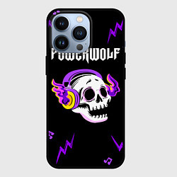 Чехол для iPhone 13 Pro Powerwolf неоновый череп, цвет: 3D-черный