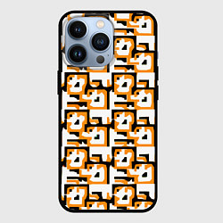 Чехол для iPhone 13 Pro Чёрно-оранжевые фигуры на белом фоне, цвет: 3D-черный