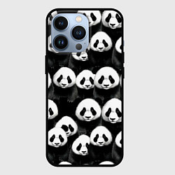 Чехол для iPhone 13 Pro Панды паттерн, цвет: 3D-черный