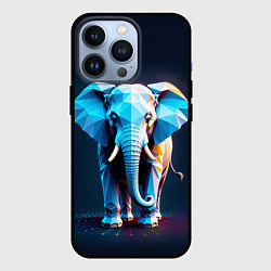 Чехол для iPhone 13 Pro Синий геометрический слон, цвет: 3D-черный