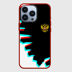 Чехол для iPhone 13 Pro Герб текстура глитч, цвет: 3D-красный