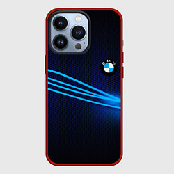 Чехол для iPhone 13 Pro BMW line blue, цвет: 3D-красный