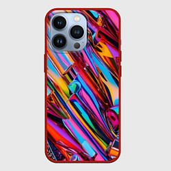 Чехол для iPhone 13 Pro Разноцветная фольга, цвет: 3D-красный