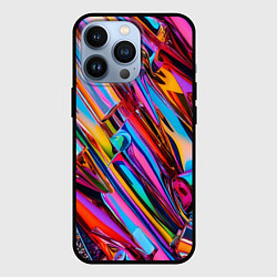 Чехол для iPhone 13 Pro Разноцветная фольга, цвет: 3D-черный