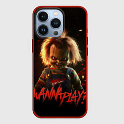 Чехол для iPhone 13 Pro Chucky wanna play?, цвет: 3D-красный