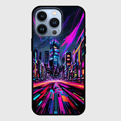 Чехол для iPhone 13 Pro Неоновый мегаполис, цвет: 3D-черный