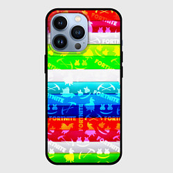 Чехол для iPhone 13 Pro Fortnite color line, цвет: 3D-черный