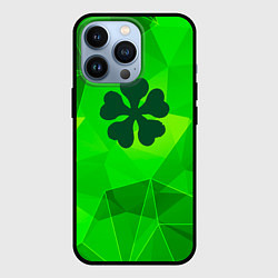 Чехол для iPhone 13 Pro Black Clover green poly, цвет: 3D-черный