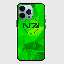 Чехол для iPhone 13 Pro Mass Effect green poly, цвет: 3D-черный