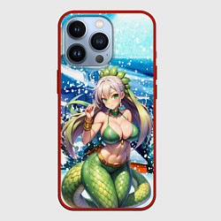 Чехол для iPhone 13 Pro Новогодняя девушка - змея, цвет: 3D-красный