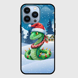 Чехол для iPhone 13 Pro Новогодняя змейка в гирлянде, цвет: 3D-черный