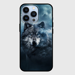 Чехол для iPhone 13 Pro Волк ночью под луной, цвет: 3D-черный