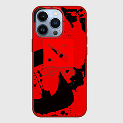 Чехол для iPhone 13 Pro Dota краски иероглиф, цвет: 3D-красный