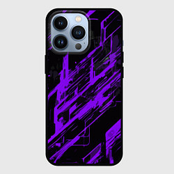 Чехол для iPhone 13 Pro Purple stripes on a black background, цвет: 3D-черный