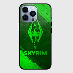 Чехол для iPhone 13 Pro Skyrim - green gradient, цвет: 3D-черный