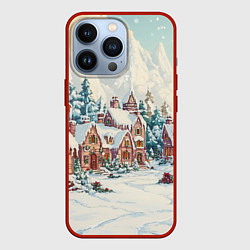 Чехол для iPhone 13 Pro Сказочный новогодний городок, цвет: 3D-красный