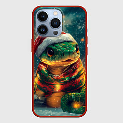 Чехол для iPhone 13 Pro Новогодняя большая змея, цвет: 3D-красный