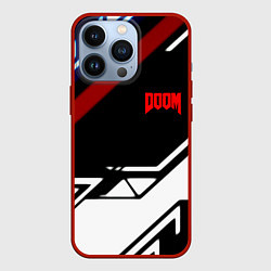 Чехол для iPhone 13 Pro Doom steel geometry, цвет: 3D-красный