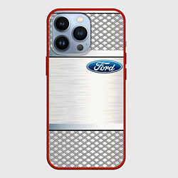 Чехол для iPhone 13 Pro FORD metal steel auto, цвет: 3D-красный