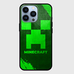 Чехол для iPhone 13 Pro Minecraft - green gradient, цвет: 3D-черный