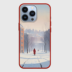 Чехол для iPhone 13 Pro Зима прогулка, цвет: 3D-красный