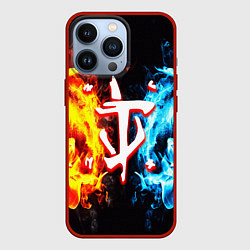 Чехол для iPhone 13 Pro Doom битва огонь, цвет: 3D-красный