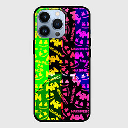 Чехол для iPhone 13 Pro Marshmello pattern neon steel, цвет: 3D-черный