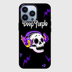 Чехол для iPhone 13 Pro Deep Purple неоновый череп, цвет: 3D-черный