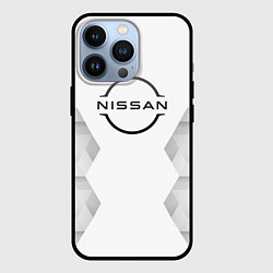 Чехол для iPhone 13 Pro Nissan white poly, цвет: 3D-черный