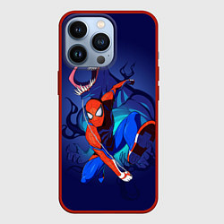 Чехол для iPhone 13 Pro Человек-паук и Веном, цвет: 3D-красный