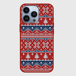 Чехол для iPhone 13 Pro New year pattern, цвет: 3D-красный
