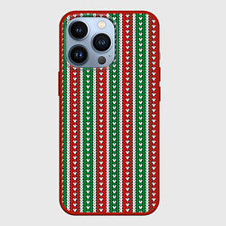 Чехол для iPhone 13 Pro Knitted pattern, цвет: 3D-красный