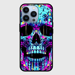 Чехол для iPhone 13 Pro Cool skull sketch - blots, цвет: 3D-черный