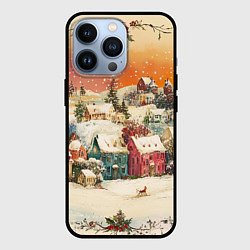 Чехол для iPhone 13 Pro Новогодний город из разноцветных домов, цвет: 3D-черный