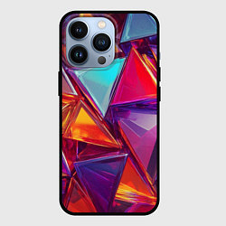 Чехол для iPhone 13 Pro Разноцветные треугольники 2, цвет: 3D-черный