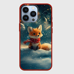 Чехол для iPhone 13 Pro Лисичка в новогоднем лесу, цвет: 3D-красный