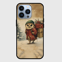 Чехол для iPhone 13 Pro Милая новогодняя сова, цвет: 3D-черный
