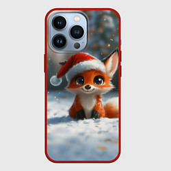 Чехол для iPhone 13 Pro Новогодняя милая лисичка, цвет: 3D-красный