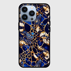 Чехол для iPhone 13 Pro Золотистая змеиная абстракция, цвет: 3D-черный