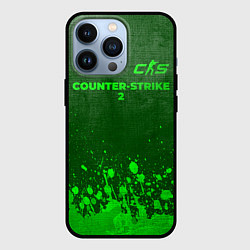 Чехол для iPhone 13 Pro Counter-Strike 2 - green gradient посередине, цвет: 3D-черный