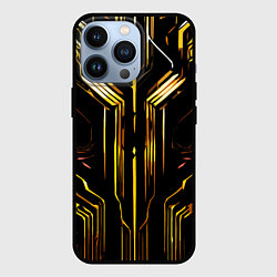 Чехол для iPhone 13 Pro Золотые полосы на чёрном фоне, цвет: 3D-черный