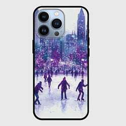 Чехол для iPhone 13 Pro Новогодний каток фиолетовые оттенки, цвет: 3D-черный
