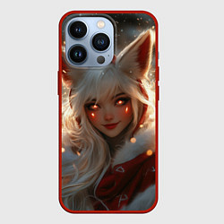Чехол для iPhone 13 Pro Девушка - лиса и огоньки, цвет: 3D-красный