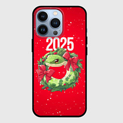 Чехол для iPhone 13 Pro Новогодний венок из змейки 2025, цвет: 3D-черный