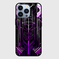 Чехол для iPhone 13 Pro Purple lines on a black background, цвет: 3D-черный