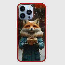 Чехол для iPhone 13 Pro Лиса с подарком, цвет: 3D-красный