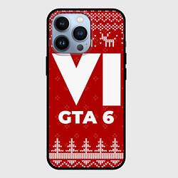 Чехол для iPhone 13 Pro Новогодний GTA 6 с оленями, цвет: 3D-черный