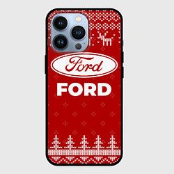 Чехол для iPhone 13 Pro Новогодний Ford с оленями, цвет: 3D-черный
