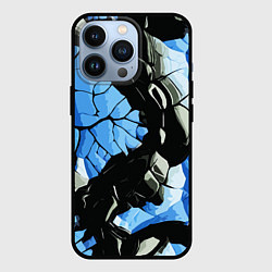 Чехол для iPhone 13 Pro Чёрные линии на чёрно-синем фоне, цвет: 3D-черный